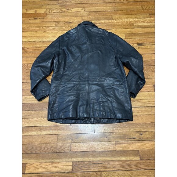 Kenneth Cole Reaction Mens Soft Leather Jacket Size Large Black Full Zip Lined - Picture 9 of 9